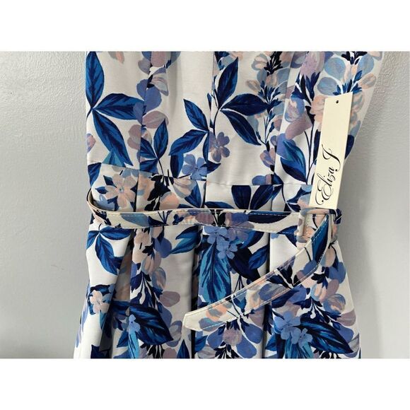 Eliza J Women's Fit Flare Style Woven Faille Sleeveless Vneck Floral Dress 0 NWT - Picture 3 of 7